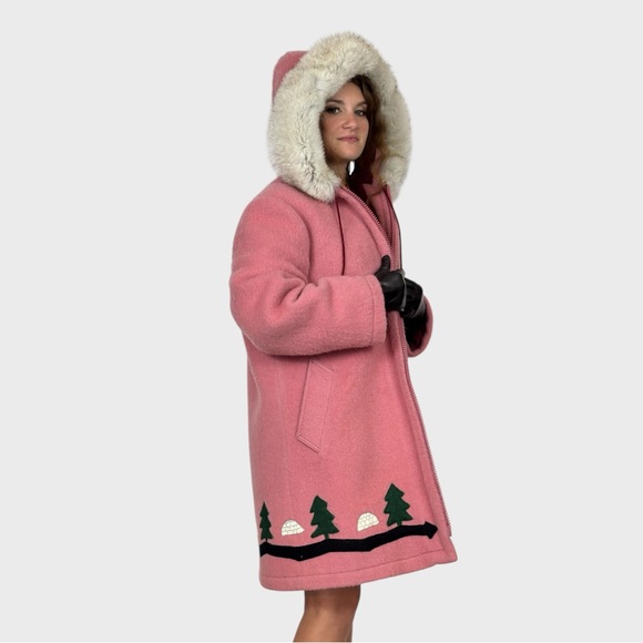 Pink Hooded Inuit Parka with Fur Trim - Picture 4 of 5